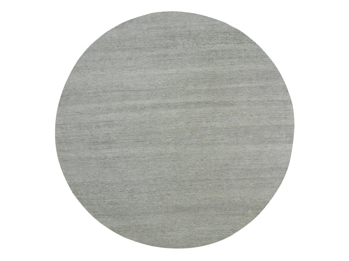 11'2" x 11'3" New Hand Knotted Grey Wool Round Oriental Rug - MOA10279754