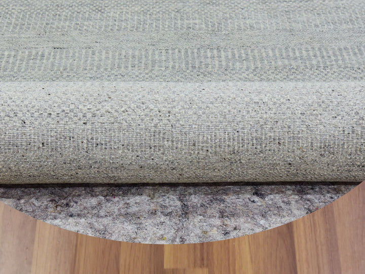 11'2" x 11'3" New Hand Knotted Grey Wool Round Oriental Rug - MOA10279754
