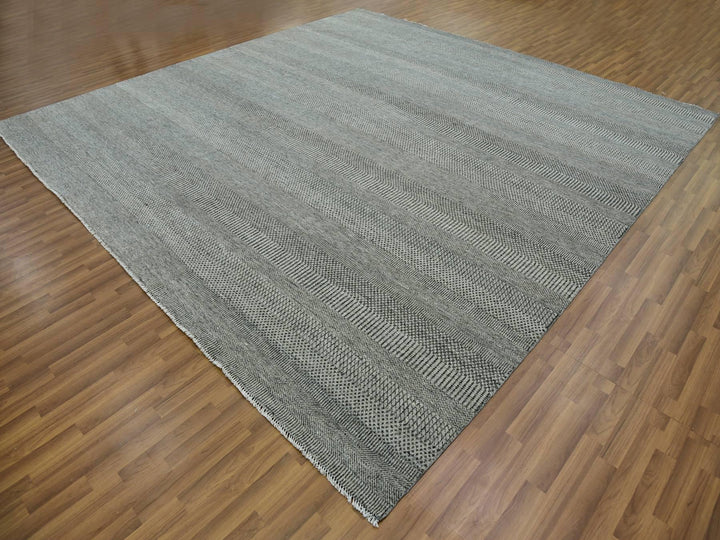 11'11" x 11'11" New Hand Knotted Grey Wool Square Oriental Rug - MOA10279755