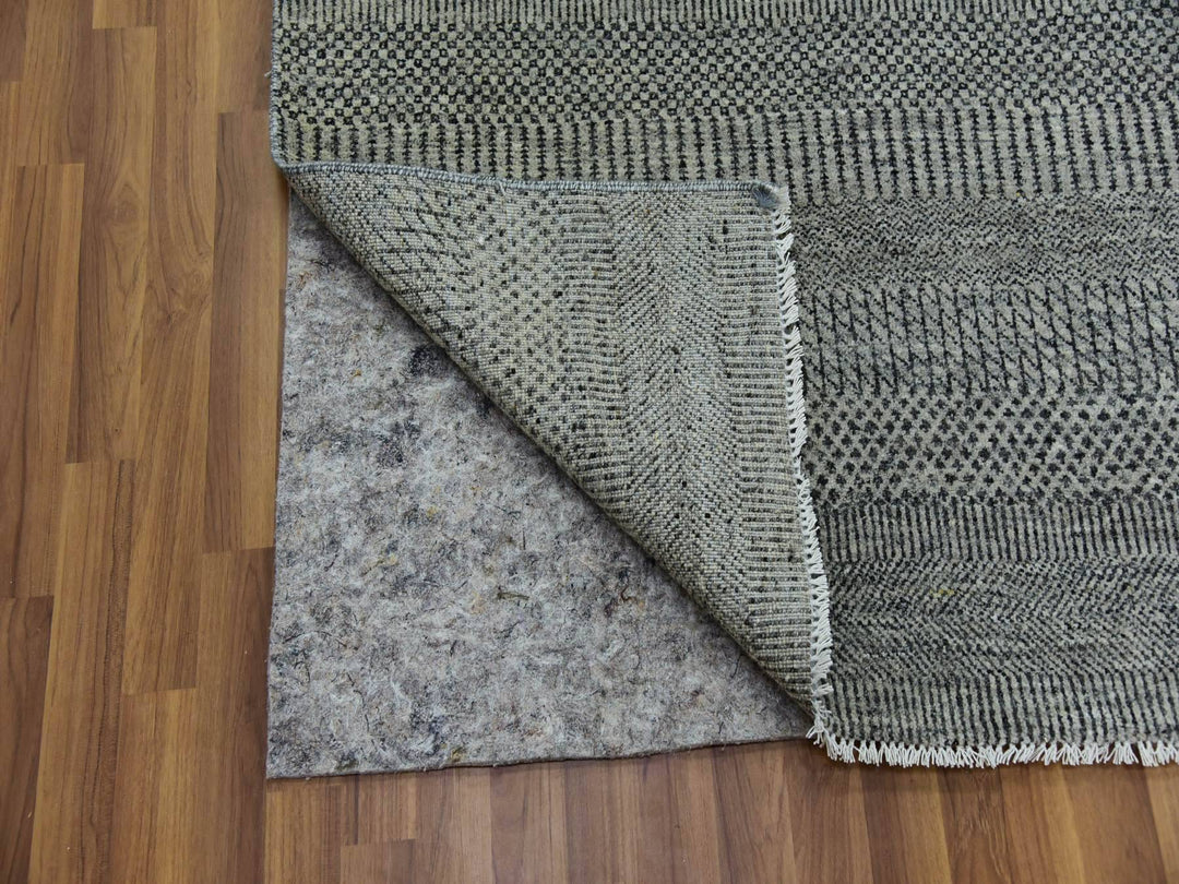 11'11" x 11'11" New Hand Knotted Grey Wool Square Oriental Rug - MOA10279755