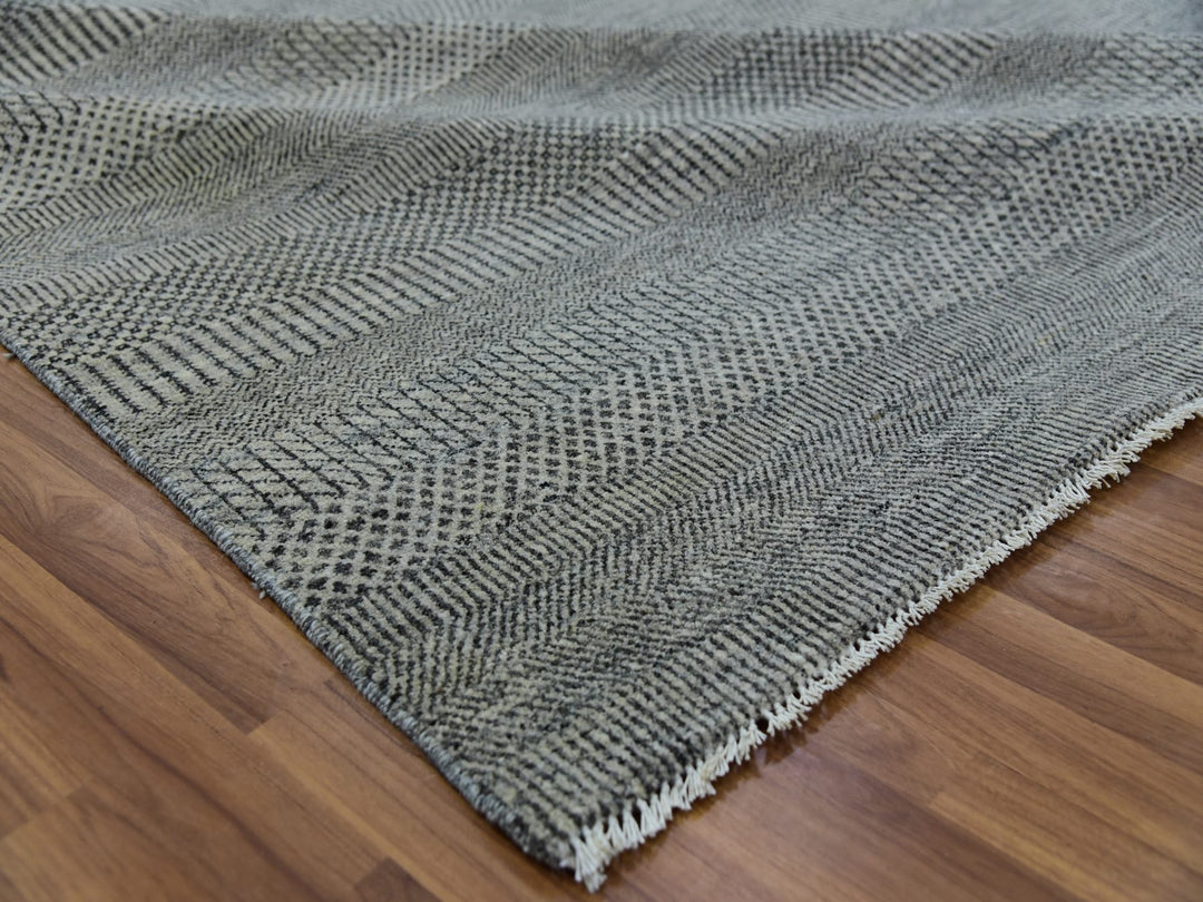 11'11" x 11'11" New Hand Knotted Grey Wool Square Oriental Rug - MOA10279755