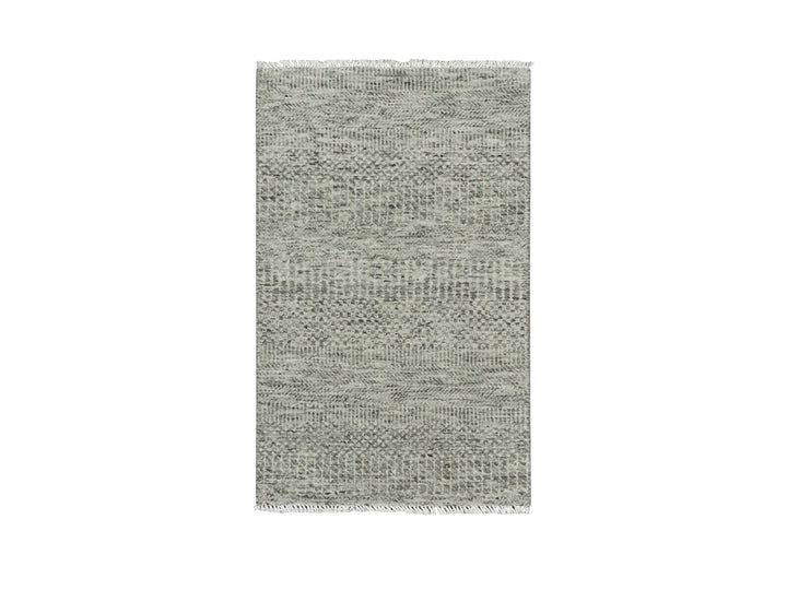 2'0" x 3'3" New Hand Knotted Grey Wool Rectangle Oriental Rug - MOA10279756