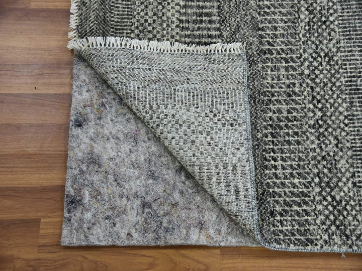 2'4" x 27'9" New Hand Knotted Grey Wool Runner Oriental Rug - MOA10279758