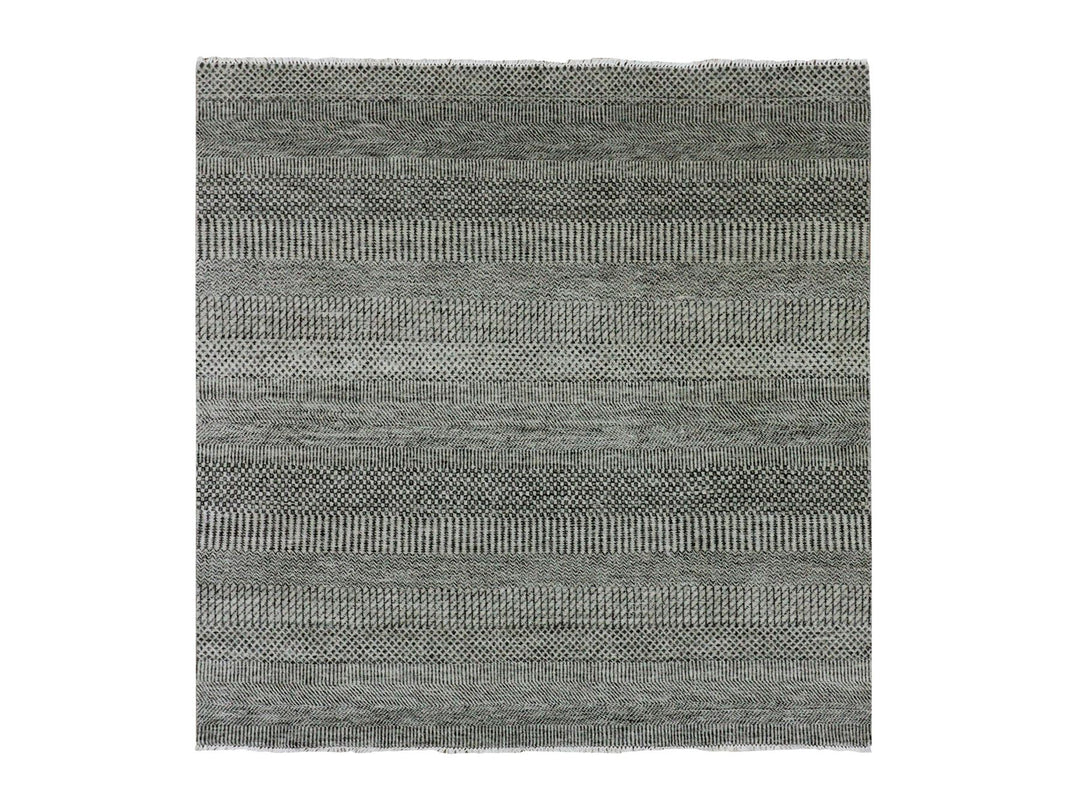 5'10" x 5'10" New Hand Knotted Grey Wool Square Oriental Rug - MOA10279759
