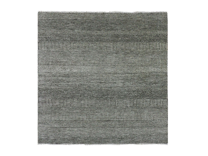 5'10" x 5'10" New Hand Knotted Grey Wool Square Oriental Rug - MOA10279759