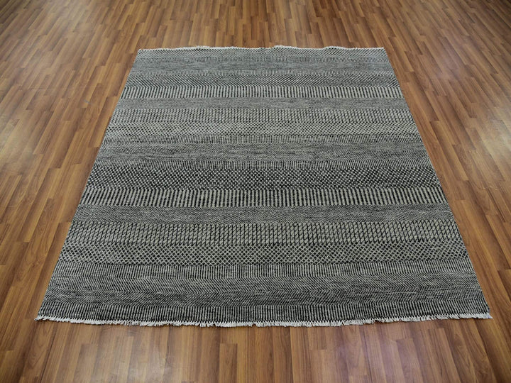 5'10" x 5'10" New Hand Knotted Grey Wool Square Oriental Rug - MOA10279759