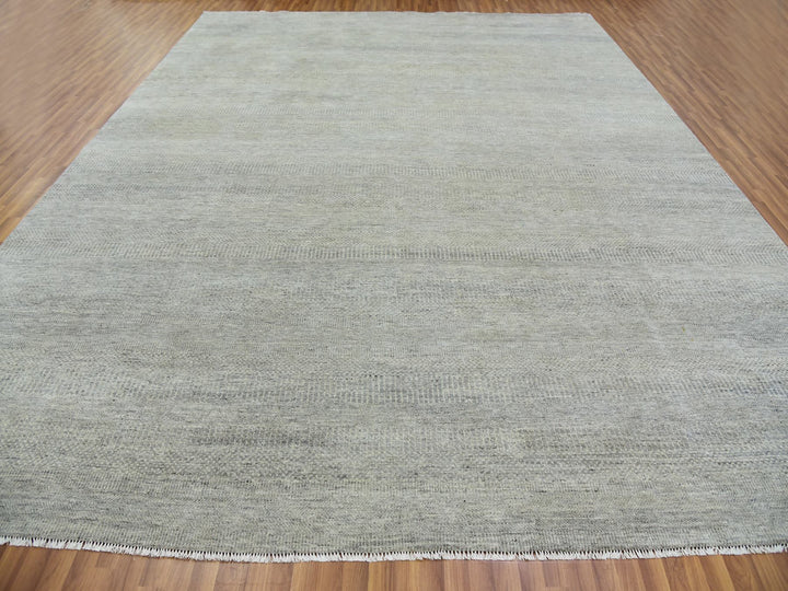 11'10" x 15'4" New Hand Knotted Grey Wool Rectangle Oriental Rug - MOA10279760