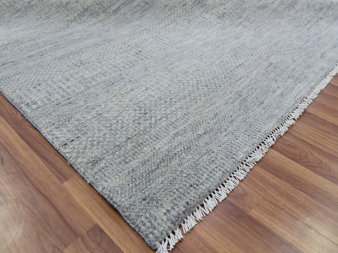 11'10" x 15'4" New Hand Knotted Grey Wool Rectangle Oriental Rug - MOA10279760