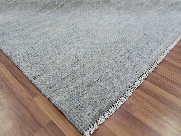 11'10" x 15'4" New Hand Knotted Grey Wool Rectangle Oriental Rug - MOA10279760
