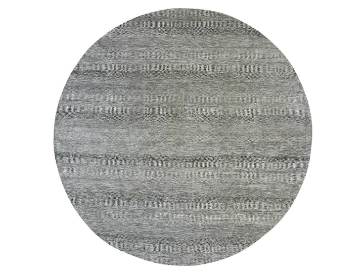 12'1" x 12'1" New Hand Knotted Grey Wool Round Oriental Rug - MOA10279761