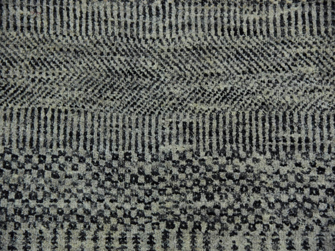 12'1" x 12'1" New Hand Knotted Grey Wool Round Oriental Rug - MOA10279761