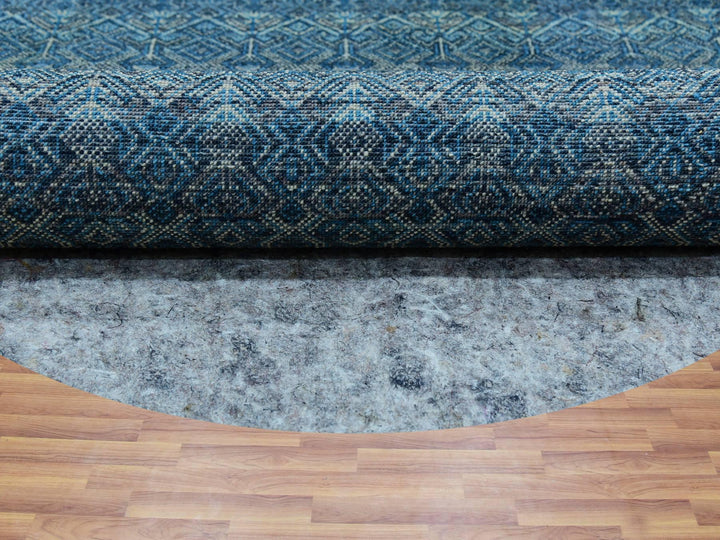 8'0" x 8'0" New Hand Knotted Blue Wool Round Oriental Rug - MOA10279765