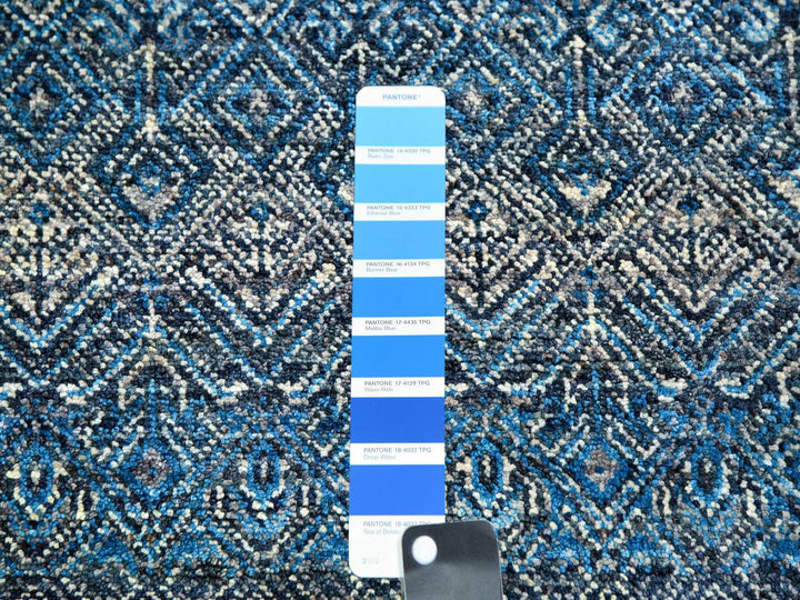 8'0" x 8'0" New Hand Knotted Blue Wool Round Oriental Rug - MOA10279765