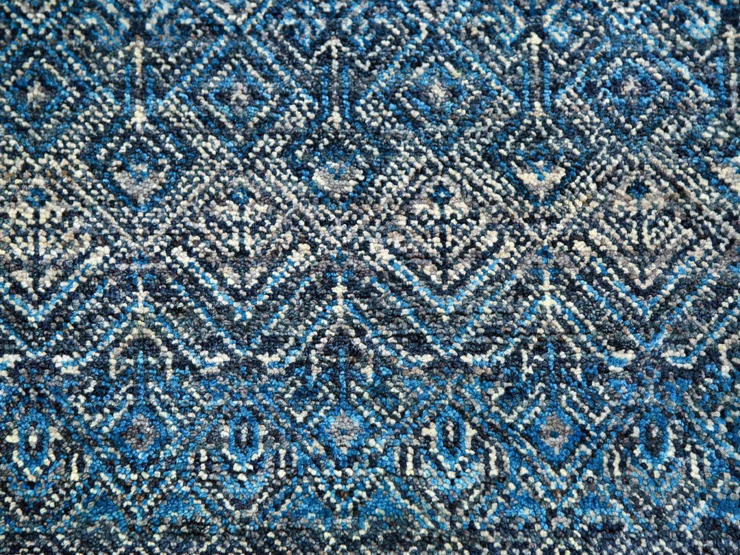 8'0" x 8'0" New Hand Knotted Blue Wool Round Oriental Rug - MOA10279765