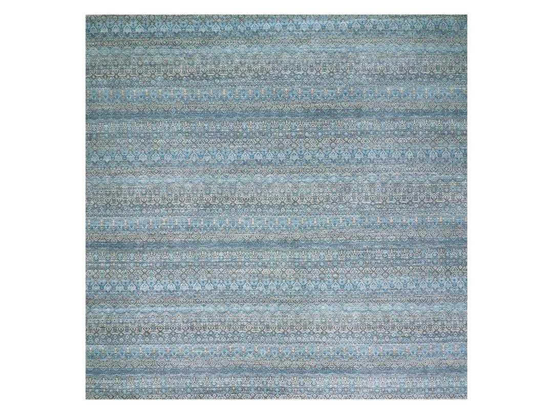 12'0" x 12'0" New Hand Knotted Blue Wool Square Oriental Rug - MOA10279768
