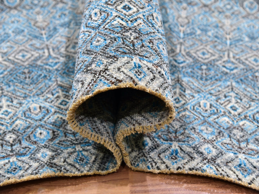 12'0" x 12'0" New Hand Knotted Blue Wool Square Oriental Rug - MOA10279768