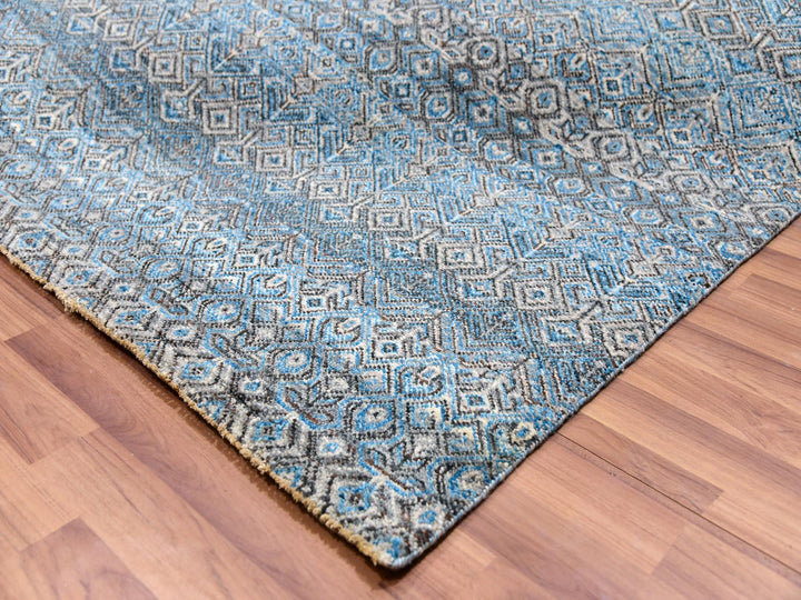 12'0" x 12'0" New Hand Knotted Blue Wool Square Oriental Rug - MOA10279768