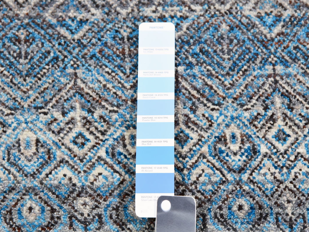 12'0" x 12'0" New Hand Knotted Blue Wool Square Oriental Rug - MOA10279768