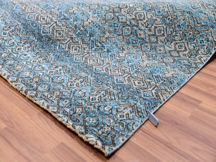 12'0" x 12'0" New Hand Knotted Blue Wool Square Oriental Rug - MOA10279770