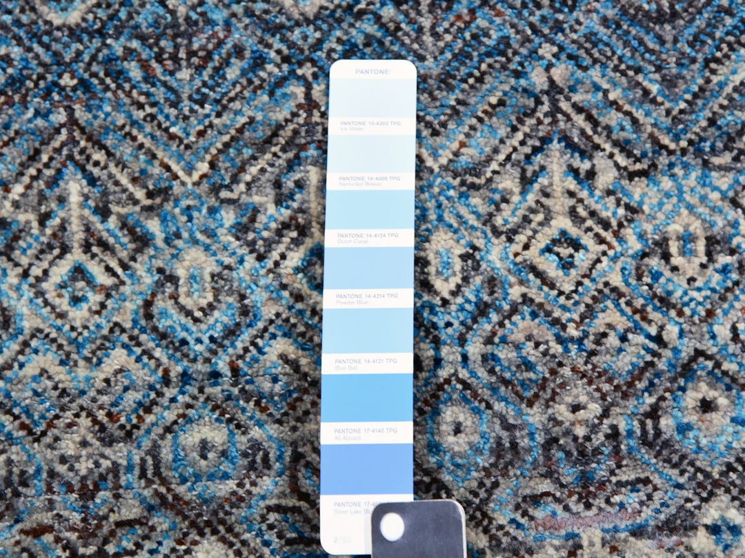 12'0" x 12'0" New Hand Knotted Blue Wool Square Oriental Rug - MOA10279770
