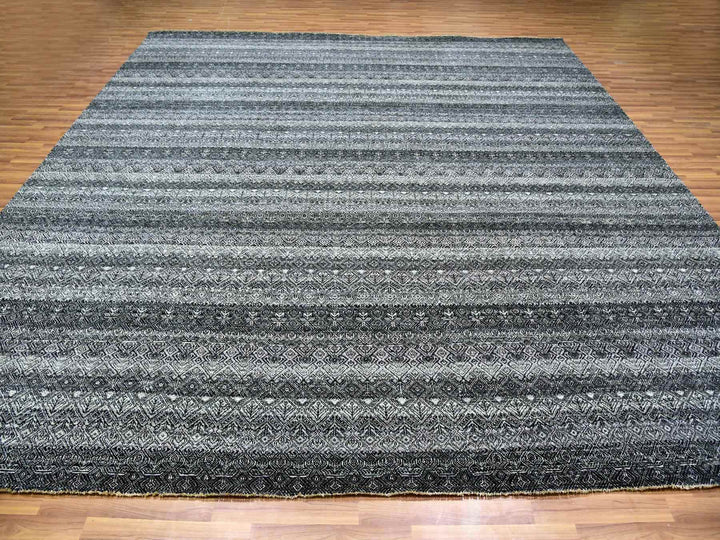 12'0" x 11'11" New Hand Knotted Grey Wool Square Oriental Rug - MOA10279772