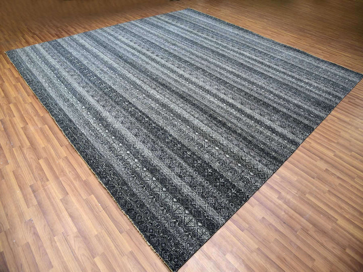 12'0" x 11'11" New Hand Knotted Grey Wool Square Oriental Rug - MOA10279772