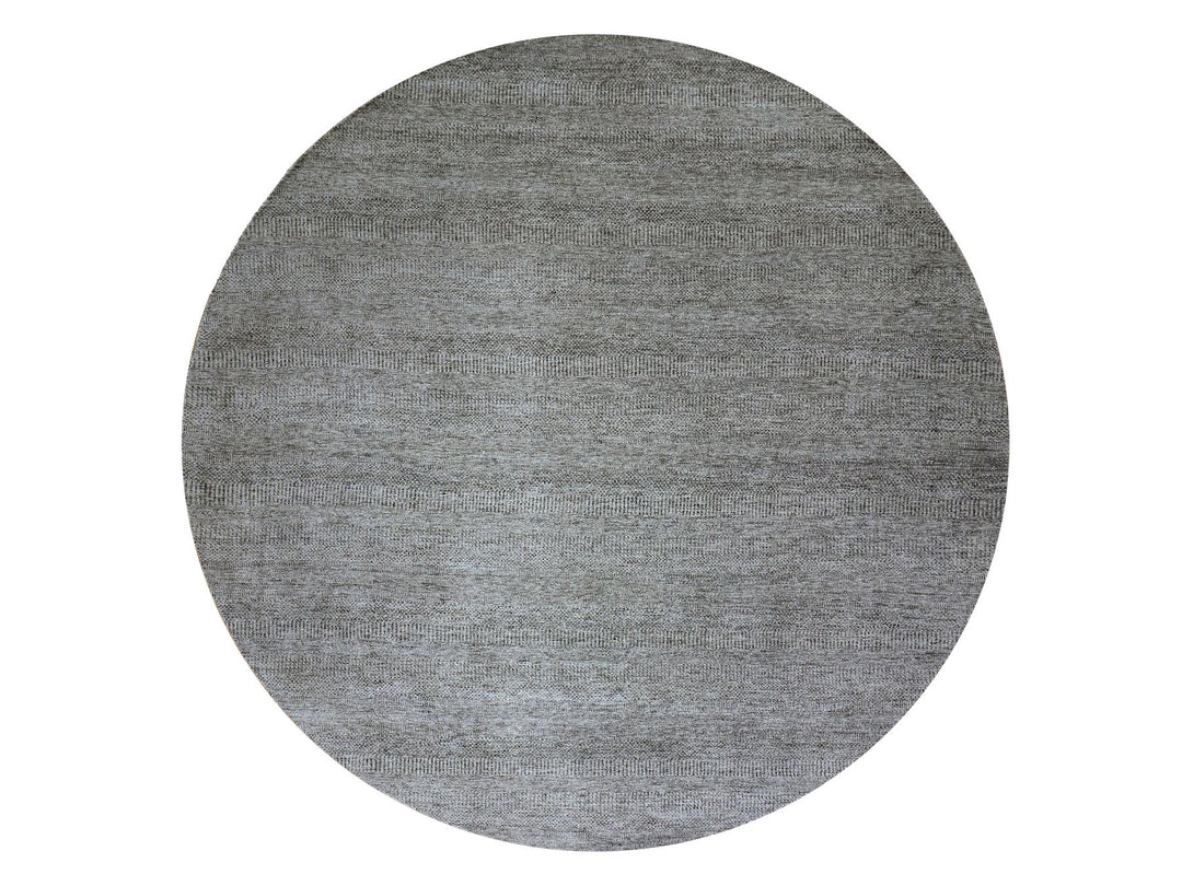 11'11" x 12'0" New Hand Knotted Grey Wool Round Oriental Rug - MOA10279774