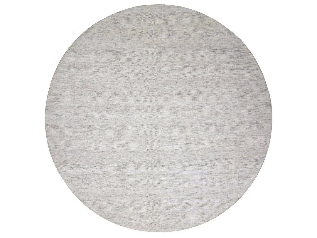 11'10" x 11'10" New Hand Knotted Grey Wool Round Oriental Rug - MOA10279776