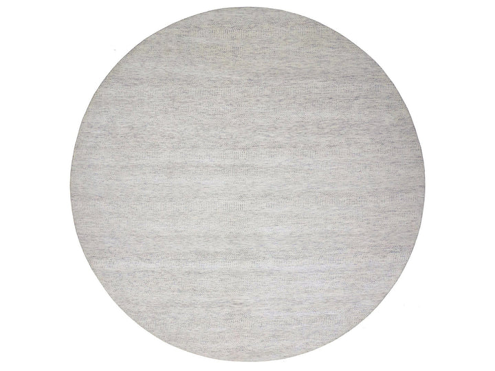 11'10" x 11'10" New Hand Knotted Grey Wool Round Oriental Rug - MOA10279776
