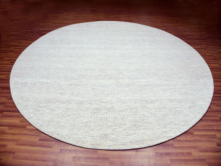 11'10" x 11'10" New Hand Knotted Grey Wool Round Oriental Rug - MOA10279776