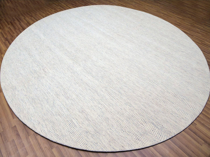 11'10" x 11'10" New Hand Knotted Grey Wool Round Oriental Rug - MOA10279776