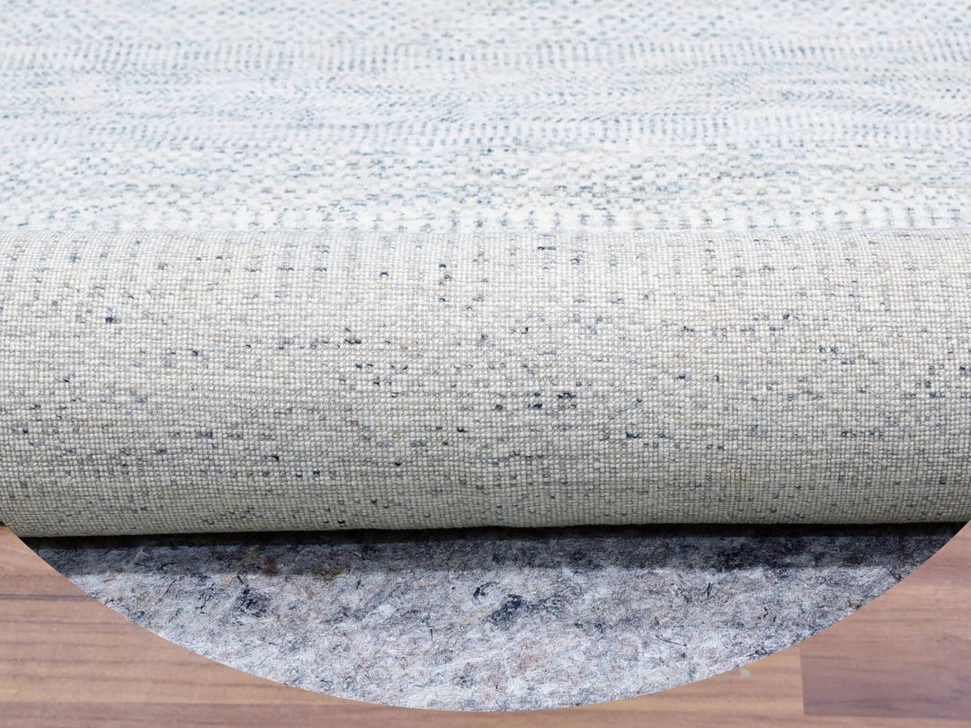 11'10" x 11'10" New Hand Knotted Grey Wool Round Oriental Rug - MOA10279776