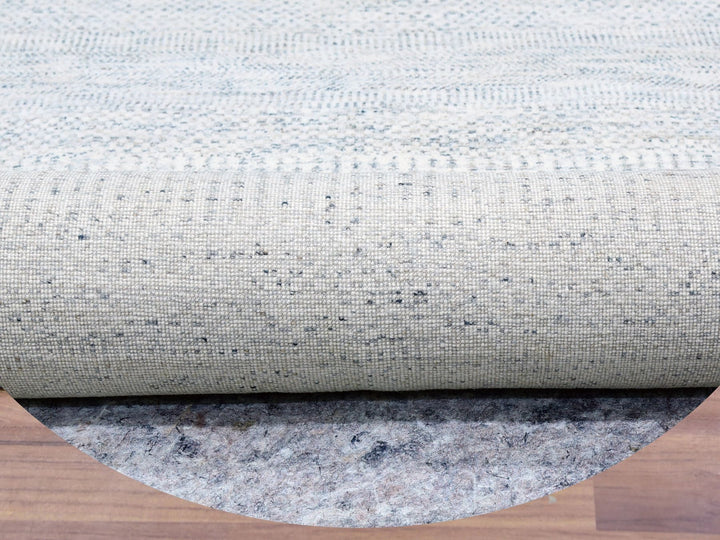 11'10" x 11'10" New Hand Knotted Grey Wool Round Oriental Rug - MOA10279776