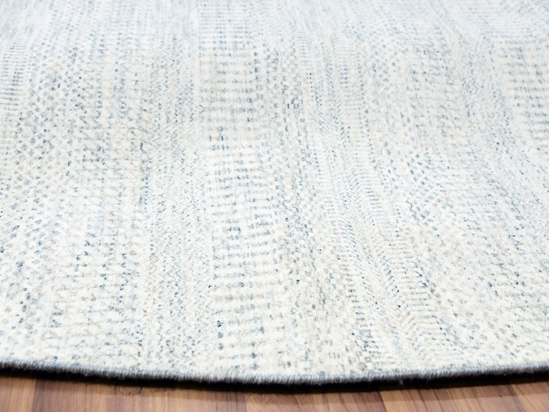 11'10" x 11'10" New Hand Knotted Grey Wool Round Oriental Rug - MOA10279776