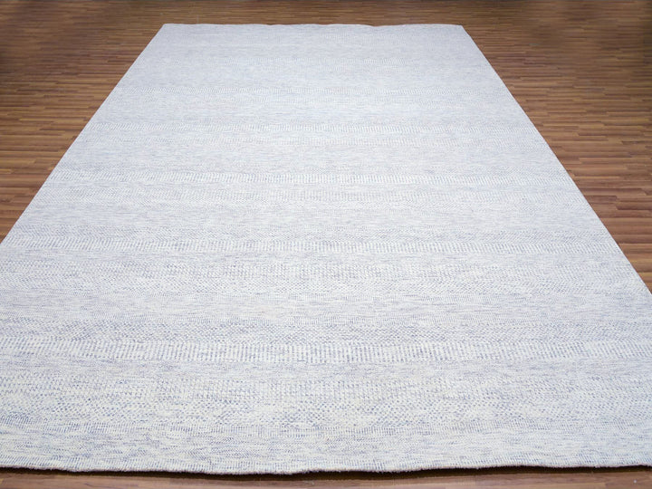 10'1" x 14'0" New Hand Knotted Grey Wool Rectangle Oriental Rug - MOA10279781