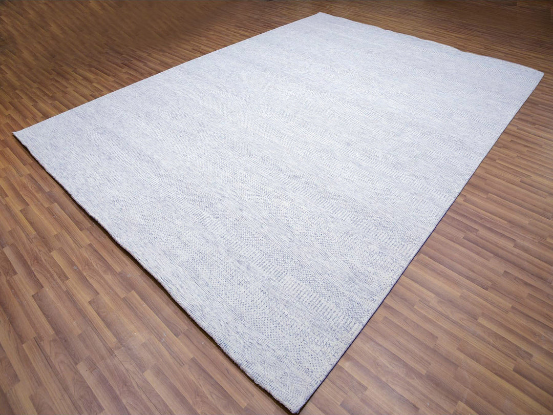 10'1" x 14'0" New Hand Knotted Grey Wool Rectangle Oriental Rug - MOA10279781