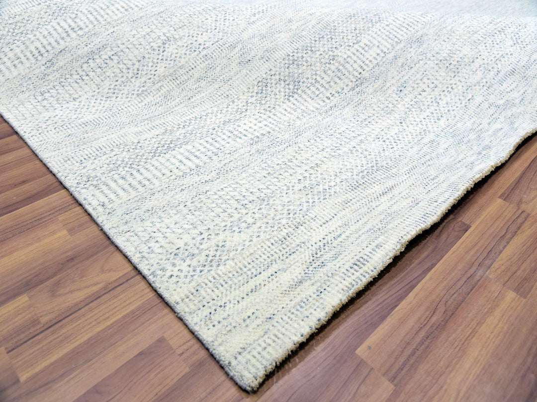 10'1" x 14'0" New Hand Knotted Grey Wool Rectangle Oriental Rug - MOA10279781
