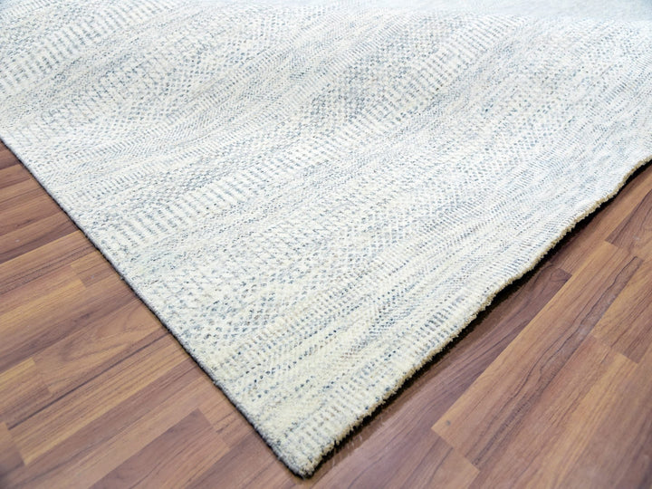 10'1" x 14'0" New Hand Knotted Grey Wool Rectangle Oriental Rug - MOA10279781