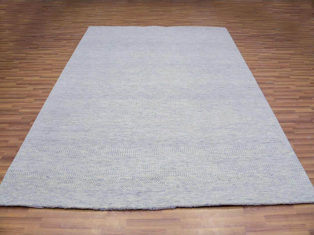 8'0" x 10'1" New Hand Knotted Grey Wool Rectangle Oriental Rug - MOA10279783