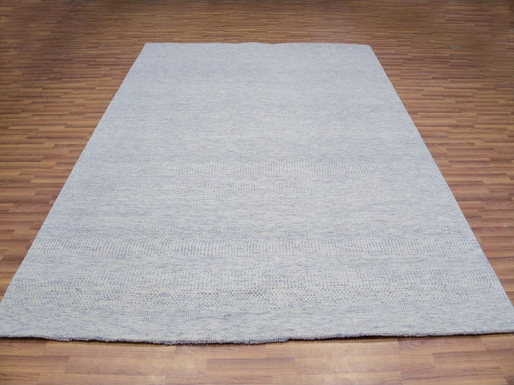8'0" x 10'1" New Hand Knotted Grey Wool Rectangle Oriental Rug - MOA10279783