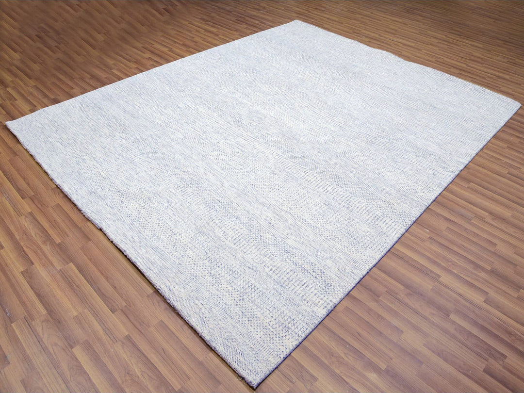 8'0" x 10'1" New Hand Knotted Grey Wool Rectangle Oriental Rug - MOA10279783