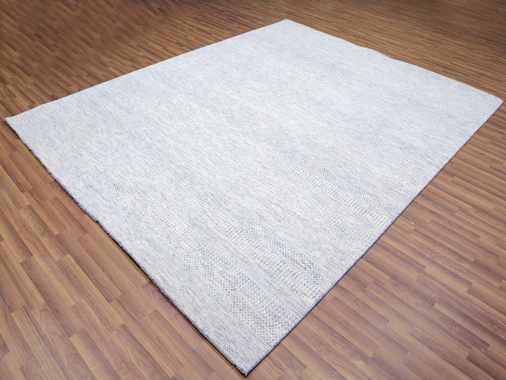 8'0" x 10'1" New Hand Knotted Grey Wool Rectangle Oriental Rug - MOA10279783