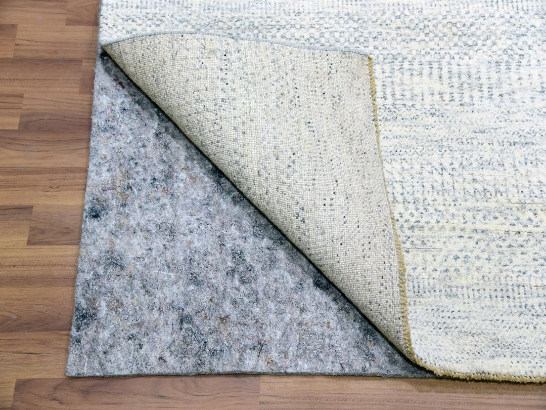 8'0" x 10'1" New Hand Knotted Grey Wool Rectangle Oriental Rug - MOA10279783