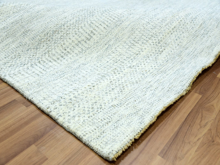 8'0" x 10'1" New Hand Knotted Grey Wool Rectangle Oriental Rug - MOA10279783