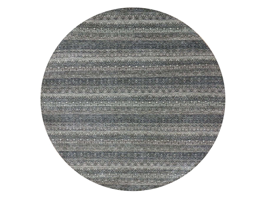 9'11" x 10'0" New Hand Knotted Grey Wool Round Oriental Rug - MOA10279785