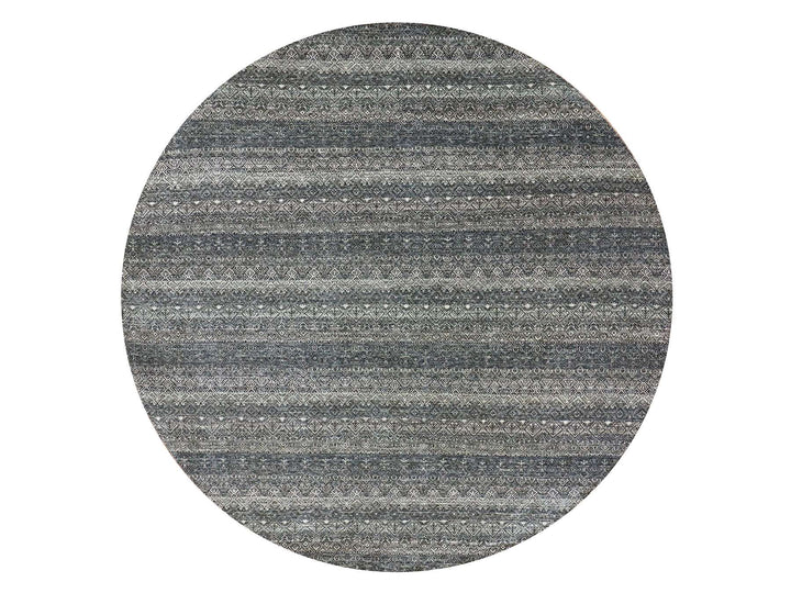 9'11" x 10'0" New Hand Knotted Grey Wool Round Oriental Rug - MOA10279785