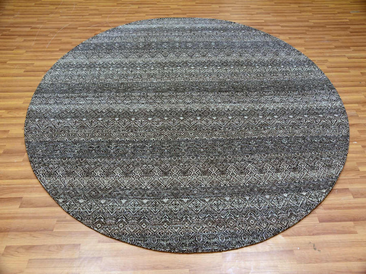 9'11" x 10'0" New Hand Knotted Grey Wool Round Oriental Rug - MOA10279785