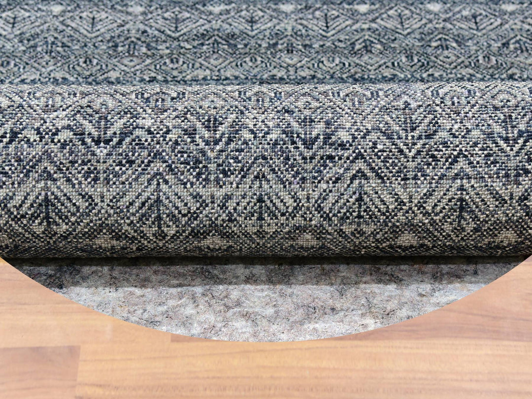 9'11" x 10'0" New Hand Knotted Grey Wool Round Oriental Rug - MOA10279785
