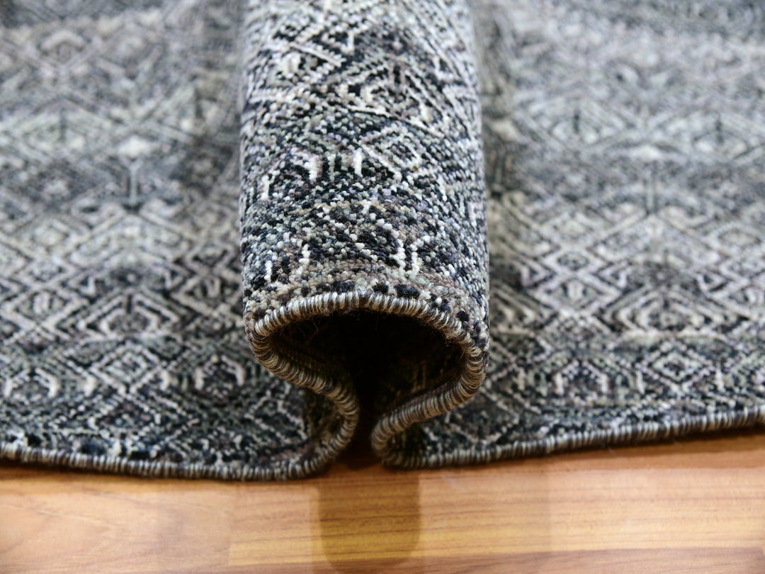 9'11" x 10'0" New Hand Knotted Grey Wool Round Oriental Rug - MOA10279785