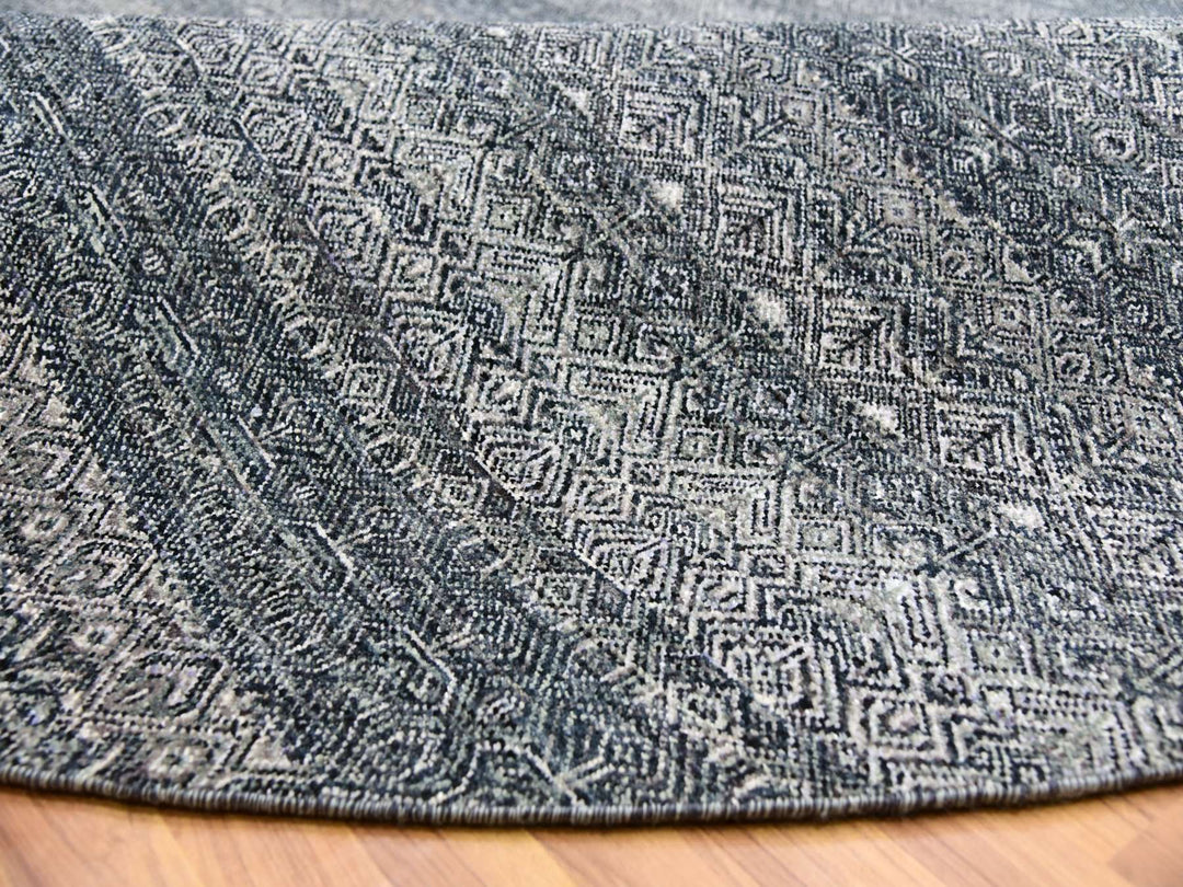 9'11" x 10'0" New Hand Knotted Grey Wool Round Oriental Rug - MOA10279785